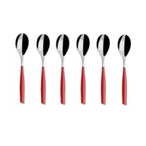 Colher Para Café 13cm Inox 6 Peças Vermelha Glamour Bugatti