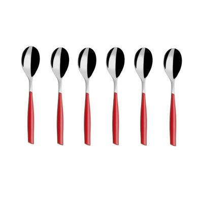 Colher Para Café 13cm Inox 6 Peças Vermelha Glamour Bugatti