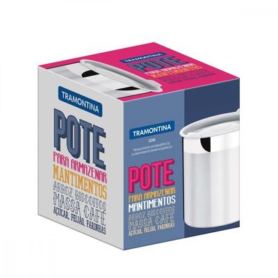 Pote Tramontina Cucina Em Aço Inox Para Mantimentos Com Tampa Plastica 16 Cm 3,4 L