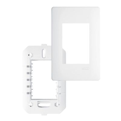 Placa Com Suporte Fame Habitat 4x2 Para 3 Módulos Horizontais Branco