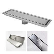 Ralo Linear Oculto Inox 40cm Banheiro Lavabo Anti Odor Anti Inseto Invisivel Resistente Seguro