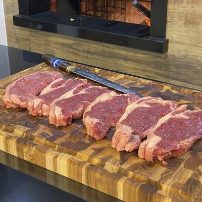 Tábua De Carne Para Churrasco Madeira Invertida Teca - Stolf 44x29,5