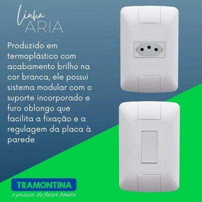 Conjunto Placa Com 1 Interrupitor Simples 6a Aria Branca - Tramontina