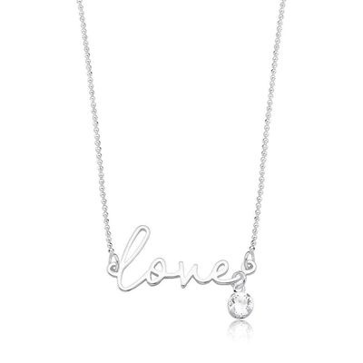 Colar Love Com Ponto De Luz Revestido Em Prata