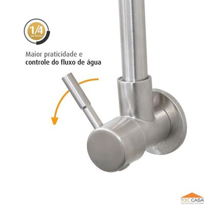 Torneira Gourmet Cozinha Parede Inox Escovado Dupla Função