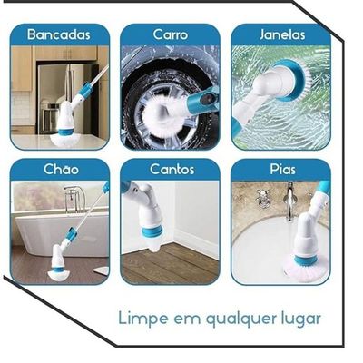 Escova Esfregão Elétrico Limpeza Azulejo Banheiro Casa Carro