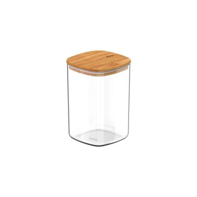 Conjunto De Potes Herméticos Keep 6 Peças Transparente Com Tampa De Bambu Ou
