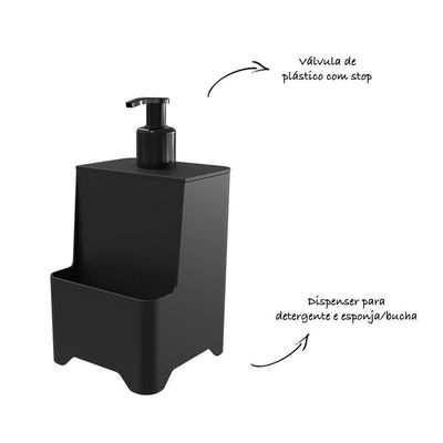 Dispenser De Pia Para Detergente E Esponja - Stolf Preto