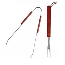 Kit Churrasco 2 Pçs Aço Inox E Madeira 34cm X 6,5cm X 2,6cm - Clink