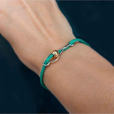 Pulseira Raquete De Tennis Prateada No Paracord Verde
