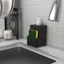 Dispenser De Pia Para Detergente E Esponja Com Válvula Cromada - Stolf Preto