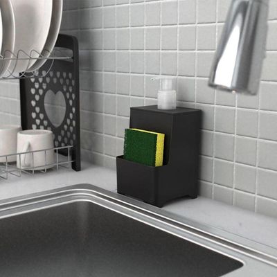 Dispenser De Pia Para Detergente E Esponja Com Válvula Cromada - Stolf Preto