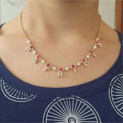 Gargantilha Personalizada Cravejada Banhada A Ouro 18k