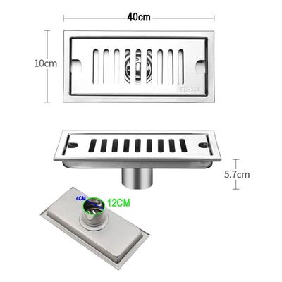 Ralo Linear Inox 40cm Banheiro Area Externa Anti Odor Anti Inseto