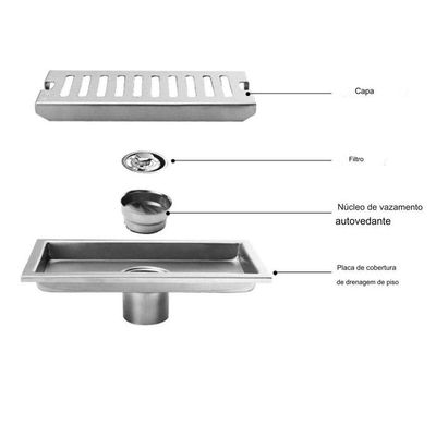 Ralo Linear Inox 40cm Banheiro Area Externa Anti Odor Anti Inseto