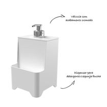 Dispenser De Pia Para Detergente E Esponja Com Válvula Cromada - Stolf Branco