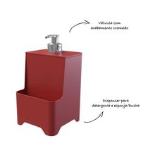 Dispenser De Pia Para Detergente E Esponja Com Válvula Cromada - Stolf Vermelho