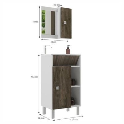 Conjunto Para Banheiro Valência Balcão Com Espelheira 45 Cm - Branco Cintra Branco Cintra
