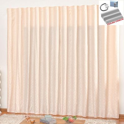 Cortina Em Jacquard Bahamas 4,00 X 2,70 Para Trilho Comum - Palha