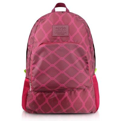 Mochila Dobrável Para Viagem Estampa Listrada Jacki Design Vermelho Escuro