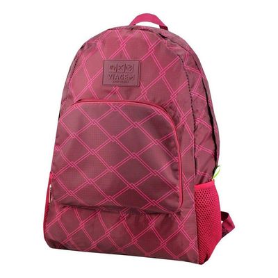Mochila Dobrável Para Viagem Estampa Listrada Jacki Design Vermelho Escuro