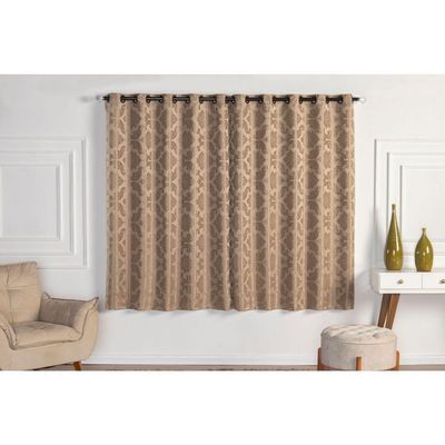 Cortina Jacquard 2,0 X 1,7m Sala Quarto Bege