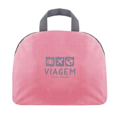 Mochila Dobrável Para Viagem Estampa Lisa Jacki Design Rosa