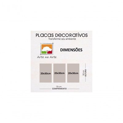 Kit Placas Quadros Decorativos 3 Pçs Mdf 20x30 Leão Cores