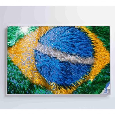 Quadro Bandeira Do Brasil Em Fitas 120x80 Cm Vidro Impresso