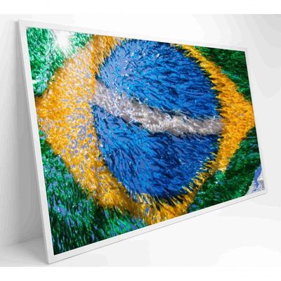 Quadro Bandeira Do Brasil Em Fitas 120x80 Cm Vidro Impresso