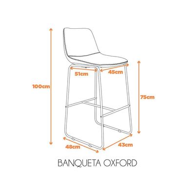 Kit Com 4 Banquetas Oxford Assento Em Couro Ecológico E Base Cromada Fratini Conhaque