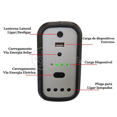 Kit Lanterna Placa Solar Carregador Portatil Emergência