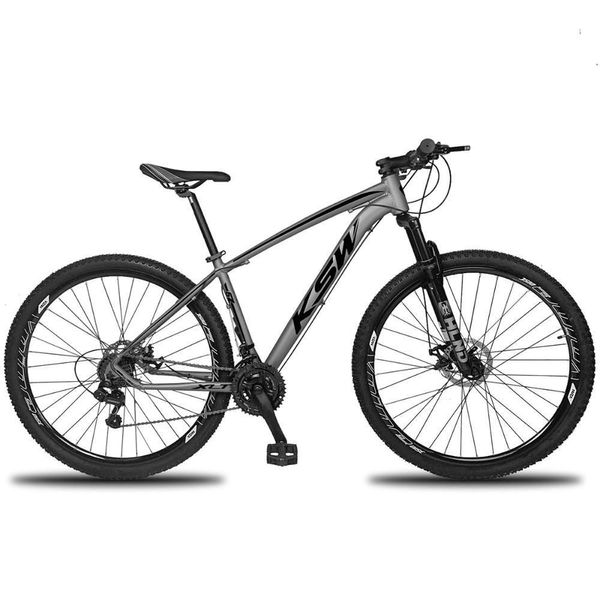 Bicicleta Aro 29 Ksw Xlt 21 Marchas Shimano E Freios A Disco Quadro 21" Grafite-preto