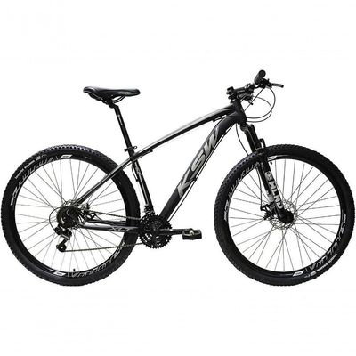 Bicicleta Alumínio Aro 29 Ksw Dianteiro Shimano Tz 24 Marcha - Preto-prata - 19"