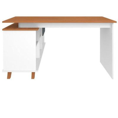 Escrivaninha Mesa Em L Escritório Com Gavetas E Nichos Gold Freijó-grafito-branco