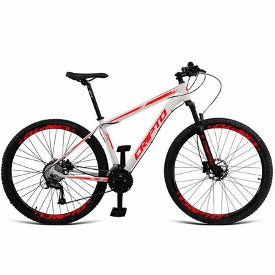 Bicicleta Aro 29 Cripto 24 Marchas Shimano Freios Hidraulico - Branco-vermelho - 17" Branco-vermelho