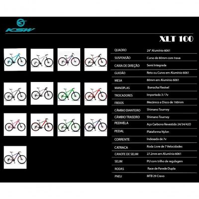 Bicicleta Aro 29 Ksw 21 Marchas Shimano Freios Disco E Trava - Preto-prata - 19"
