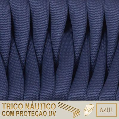 2 Cadeiras Tricô Náutico E Alumínio Proteção Uv Varanda Azul