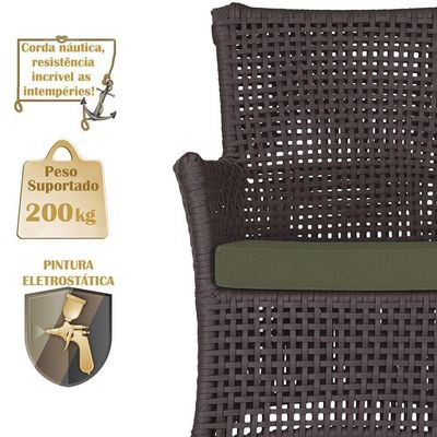 1 Sofá E Mesa Igapó Alumínio Marrom Corda Náutica E13 Trama Marrom
