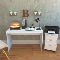 Mesa E Gaveteiro 3 Gavetas Para Escritorio Gamer B29 Branco Novam Branco
