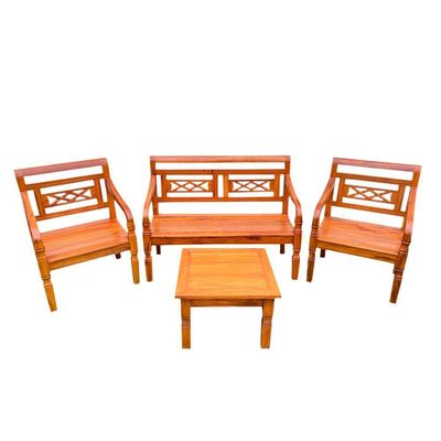 Kit Jogo De Banco 4 Lugares Com Mesa De Centro Madeira De Demolição Modelo X Sudeste Rústico
