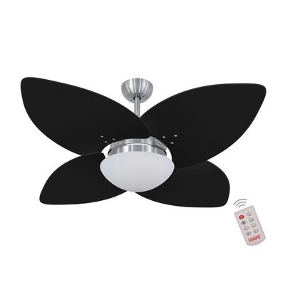 Ventilador De Teto Escovado 4 Pás Preto 127V C/ Controle 110V