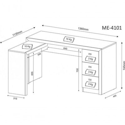 Mesa Para Escritório Home Office Me4101 Mdp Amendoa