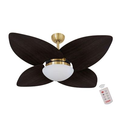 Ventilador De Teto Dourado 4 Pás Tabaco 127V C/ Controle 110V