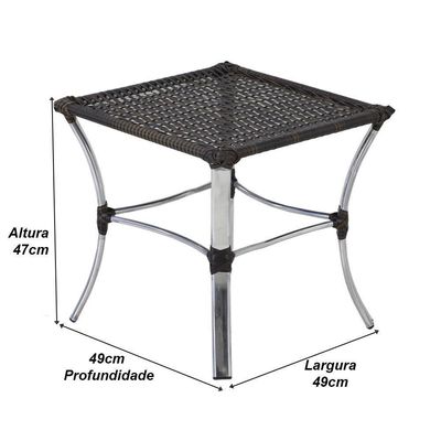 2 Cadeira Em Alumínio Garden E Mesa Garden Para Area Trama Pedra Ferro