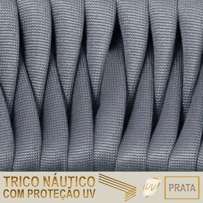8 Cadeiras Tricô Náutico E Alumínio Com Proteção Uv Varanda Prata