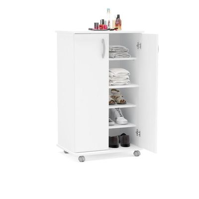 Armário Multiuso Limeira 2 Portas E 4 Prateleiras Politorno Branco Branco