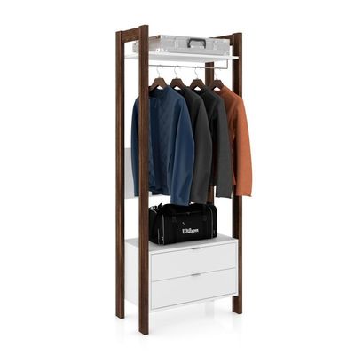Armário Az1011 2 Gavetas, Mdp Tecnomobili Branco/Nogal Branco/Nogal