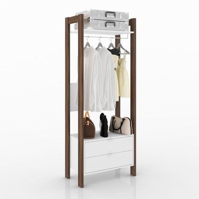 Armário Az1011 2 Gavetas, Mdp Tecnomobili Branco/Nogal Branco/Nogal