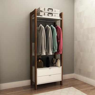 Armário Az1011 2 Gavetas, Mdp Tecnomobili Branco/Nogal Branco/Nogal